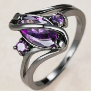 CZ Purple Stones Horse Eye Style Hypoallergenic Nickel-Free, Adjustable Size 9